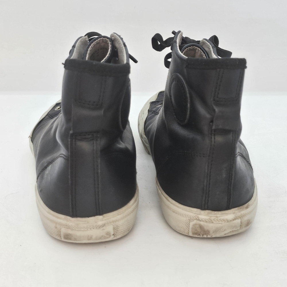 AllSaints Dumont Black Leather High-Top Sneakers EU 44 US 11 Preowned - Picture 5 of 11
